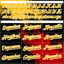 Load image into Gallery viewer, Custom Black Gold-Red 3D Pattern Design Abstract Brush Stroke Authentic Baseball Jersey
