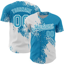 Load image into Gallery viewer, Custom Panther Blue White 3D Pattern Design Abstract Brush Stroke Authentic Baseball Jersey
