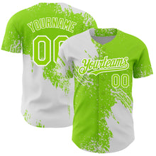 Load image into Gallery viewer, Custom Neon Green White 3D Pattern Design Abstract Brush Stroke Authentic Baseball Jersey
