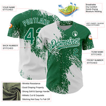 Load image into Gallery viewer, Custom Kelly Green White 3D Pattern Design Abstract Brush Stroke Authentic Baseball Jersey
