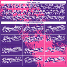 Load image into Gallery viewer, Custom Purple Pink-White 3D Pattern Design Abstract Brush Stroke Authentic Baseball Jersey
