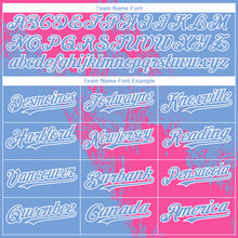 Load image into Gallery viewer, Custom Light Blue Pink-White 3D Pattern Design Abstract Brush Stroke Authentic Baseball Jersey
