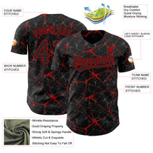 Load image into Gallery viewer, Custom Black Red 3D Pattern Design Abstract Network Authentic Baseball Jersey
