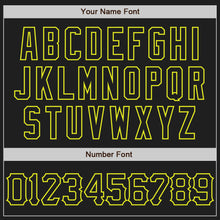 Load image into Gallery viewer, Custom Black Neon Yellow 3D Pattern Design Abstract Network Authentic Baseball Jersey
