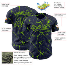 Load image into Gallery viewer, Custom Navy Neon Green 3D Pattern Design Abstract Network Authentic Baseball Jersey
