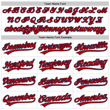 Load image into Gallery viewer, Custom White Red-Navy 3D Pattern Design Curve Lines Authentic Baseball Jersey
