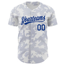 Load image into Gallery viewer, Custom White Royal 3D Pattern Design Curve Lines Authentic Baseball Jersey
