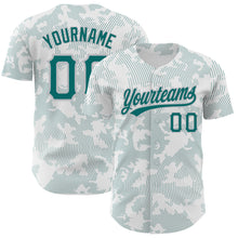 Load image into Gallery viewer, Custom White Teal-Gray 3D Pattern Design Curve Lines Authentic Baseball Jersey
