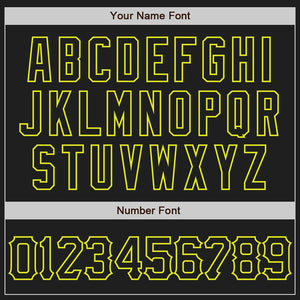 Custom Black Neon Yellow 3D Pattern Design Curve Lines Authentic Baseball Jersey