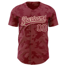 Load image into Gallery viewer, Custom Crimson Cream 3D Pattern Design Curve Lines Authentic Baseball Jersey
