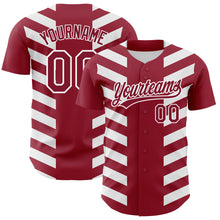 Load image into Gallery viewer, Custom Crimson White 3D Pattern Design Side Stripes Authentic Baseball Jersey
