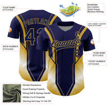 Load image into Gallery viewer, Custom Navy Old Gold 3D Pattern Design Side Stripes Authentic Baseball Jersey

