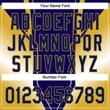 Load image into Gallery viewer, Custom Navy Old Gold 3D Pattern Design Side Stripes Authentic Baseball Jersey
