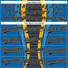 Load image into Gallery viewer, Custom Royal Navy-Old Gold 3D Pattern Design Side Stripes Authentic Baseball Jersey
