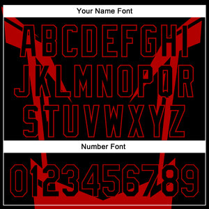 Custom Black Red 3D Pattern Design Side Sharp Edges Authentic Baseball Jersey
