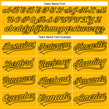 Load image into Gallery viewer, Custom Gold Black 3D Pattern Design Side Stripes Authentic Baseball Jersey
