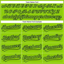 Load image into Gallery viewer, Custom Neon Green Black 3D Pattern Design Side Stripes Authentic Baseball Jersey
