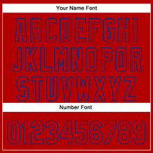 Load image into Gallery viewer, Custom Red Royal 3D Pattern Design Side Stripes Authentic Baseball Jersey
