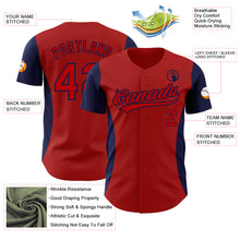 Load image into Gallery viewer, Custom Red Navy 3D Pattern Design Side Stripes Authentic Baseball Jersey
