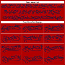 Load image into Gallery viewer, Custom Red Navy 3D Pattern Design Side Stripes Authentic Baseball Jersey
