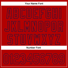 Load image into Gallery viewer, Custom Red Navy 3D Pattern Design Side Stripes Authentic Baseball Jersey
