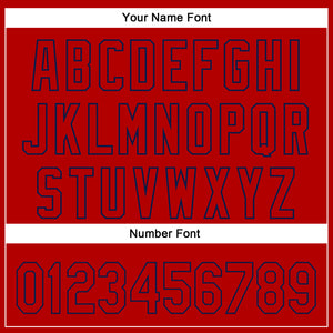 Custom Red Navy 3D Pattern Design Side Stripes Authentic Baseball Jersey