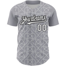 Load image into Gallery viewer, Custom Gray White-Black 3D Pattern Design Arabesque Shape Authentic Baseball Jersey
