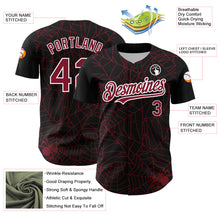 Load image into Gallery viewer, Custom Black Crimson-White 3D Pattern Design Spider Web Authentic Baseball Jersey
