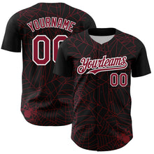 Load image into Gallery viewer, Custom Black Crimson-White 3D Pattern Design Spider Web Authentic Baseball Jersey
