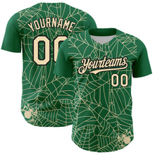 Load image into Gallery viewer, Custom Kelly Green Cream-Black 3D Pattern Design Spider Web Authentic Baseball Jersey
