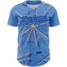 Load image into Gallery viewer, Custom Light Blue Cream-Royal 3D Pattern Design Spider Web Authentic Baseball Jersey

