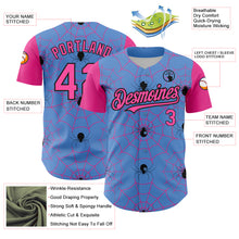 Load image into Gallery viewer, Custom Light Blue Pink-Black 3D Pattern Design Spider Web Authentic Baseball Jersey

