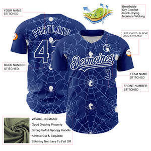 Custom Royal Light Blue-White 3D Pattern Design Spider Web Authentic Baseball Jersey