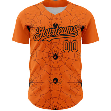 Custom Bay Orange Black 3D Pattern Design Spider Web Authentic Baseball Jersey