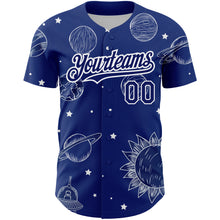 Load image into Gallery viewer, Custom Royal White 3D Pattern Design Planets Authentic Baseball Jersey
