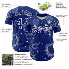 Load image into Gallery viewer, Custom Royal White 3D Pattern Design Planets Authentic Baseball Jersey
