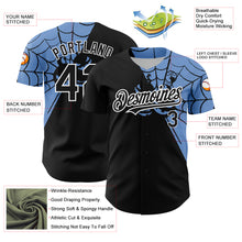 Load image into Gallery viewer, Custom Black Light Blue-White 3D Pattern Design Spider Web Authentic Baseball Jersey
