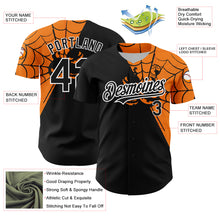 Load image into Gallery viewer, Custom Black Bay Orange-White 3D Pattern Design Spider Web Authentic Baseball Jersey

