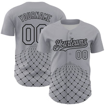 Load image into Gallery viewer, Custom Gray Black 3D Pattern Design Geometric Grid Authentic Baseball Jersey
