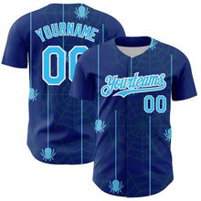 Load image into Gallery viewer, Custom Royal Sky Blue-White 3D Pattern Design Spider Web Authentic Baseball Jersey
