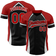 Load image into Gallery viewer, Custom Black Red-White 3D Pattern Design Curve Solid Authentic Baseball Jersey
