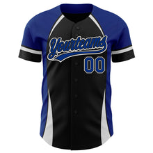 Load image into Gallery viewer, Custom Black Royal-White 3D Pattern Design Curve Solid Authentic Baseball Jersey
