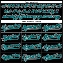 Load image into Gallery viewer, Custom Black Teal-White 3D Pattern Design Curve Solid Authentic Baseball Jersey
