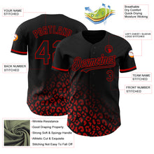 Load image into Gallery viewer, Custom Black Red 3D Pattern Design Leopard Print Fade Fashion Authentic Baseball Jersey
