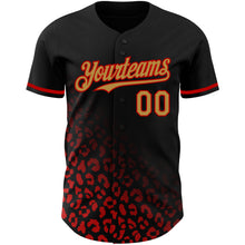 Load image into Gallery viewer, Custom Black Old Gold-Red 3D Pattern Design Leopard Print Fade Fashion Authentic Baseball Jersey
