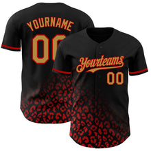 Load image into Gallery viewer, Custom Black Old Gold-Red 3D Pattern Design Leopard Print Fade Fashion Authentic Baseball Jersey
