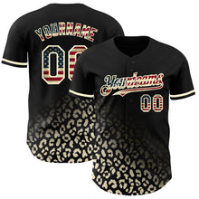 Load image into Gallery viewer, Custom Black Vintage USA Flag-Cream 3D Pattern Design Leopard Print Fade Fashion Authentic Baseball Jersey
