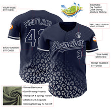 Load image into Gallery viewer, Custom Navy Gray 3D Pattern Design Leopard Print Fade Fashion Authentic Baseball Jersey
