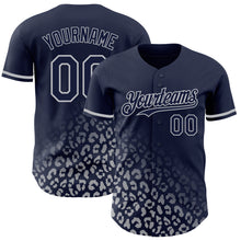 Load image into Gallery viewer, Custom Navy Gray 3D Pattern Design Leopard Print Fade Fashion Authentic Baseball Jersey
