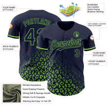 Load image into Gallery viewer, Custom Navy Neon Green 3D Pattern Design Leopard Print Fade Fashion Authentic Baseball Jersey
